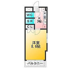 ドマーニ 1Kの間取図画像
