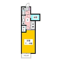 エスポワールアビテ 1Kの間取図画像
