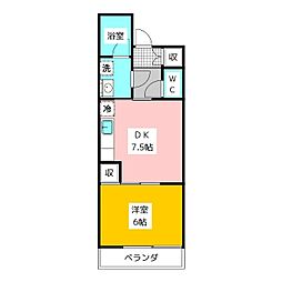 グランバトー・M 1DKの間取図画像
