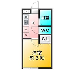 Emillia358 1Kの間取図画像