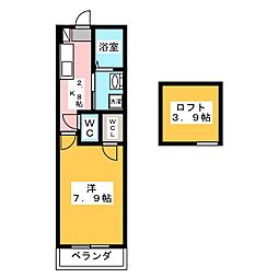 クレイス武蔵関 1Kの間取図画像
