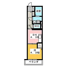セレスティア白鷺 1DKの間取図画像