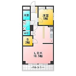 サンロイヤル西原 1SLDKの間取図画像