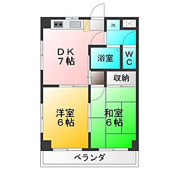 セントラルハイツ 2DKの間取図画像