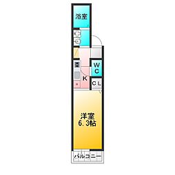 シャルマンコート ワンルームの間取図画像