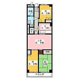 サンハイム一番館 3LDKの間取図画像