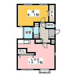 南田中コートハウスWゲート 1LDKの間取図画像