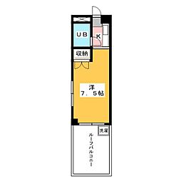 ホワイト・レヂデンス ワンルームの間取図画像