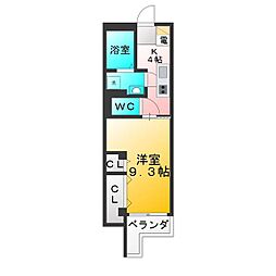 陽だまり荘 1Kの間取図画像