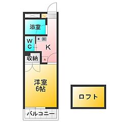 ガーデンヒルズ東伏見 1Kの間取図画像