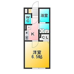 S.Kハウス 1Kの間取図画像