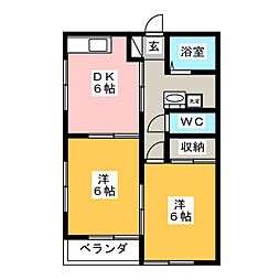 エーデルハイムA 2DKの間取図画像
