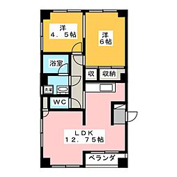 小出ビル 2LDKの間取図画像