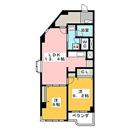 トパーズハイム 2LDKの間取図画像