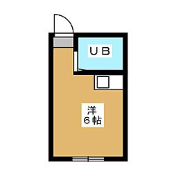 ミモザ 2階ワンルームの間取り