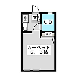 アトリエ 2階ワンルームの間取り