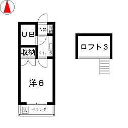 セドルハイム三鷹C 1Kの間取図画像
