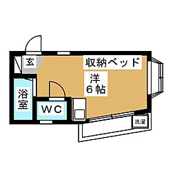 ハイツフィールド 2階ワンルームの間取り