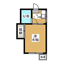 コスモハイツ 1階1Kの間取り