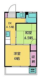 巴コーポ 1階2Kの間取り
