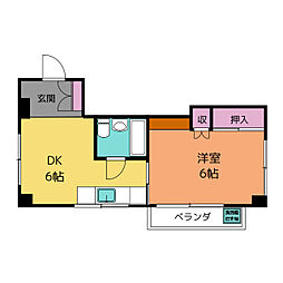 久我山ホームズ 2階1DKの間取り