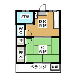 セソール2号館 1DKの間取図画像