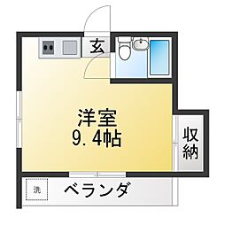 コスモハイツ ワンルームの間取図画像