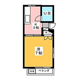 宮コーポ 2階1Kの間取り