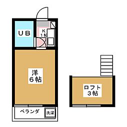 サニーコートＳ 2階ワンルームの間取り