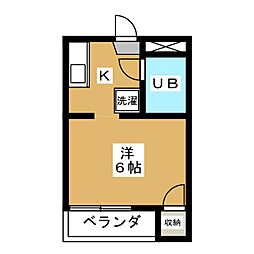 タートルヒル 1階1Kの間取り