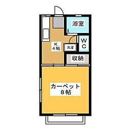 グレープハウス ワンルームの間取図画像