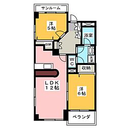 ラベンダーテラス 2LDKの間取図画像