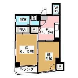 ソシア・ドエル 2Kの間取図画像