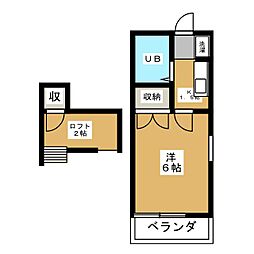 イーリス 1Kの間取図画像