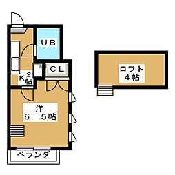 サン・ハイム 1Kの間取図画像