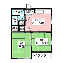 オレンジハイツ 2DKの間取図画像