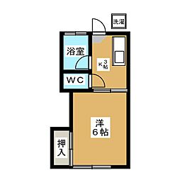 メゾンドソレイユ 1Kの間取図画像