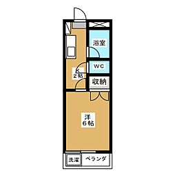 グランレーブ河原 1Kの間取図画像