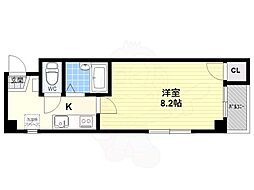 リバリー朱雀 3階1Kの間取り