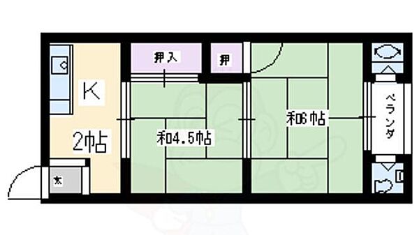 京都府京都市西京区松尾大利町(賃貸アパート2K・2階・35.00㎡)の写真 その2