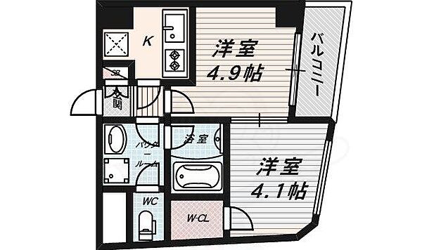 京都府京都市北区小山下内河原町(賃貸マンション2K・2階・28.03㎡)の写真 その2