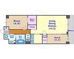 Raffine 京都上鳥羽 1階2LDKの間取り