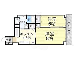 Casa花車 2DKの間取図画像