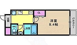 グロリアス八条 2階1Kの間取り
