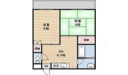 サンサーラ春嶺 1階2DKの間取り