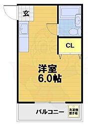 CASA CARINA 3階ワンルームの間取り