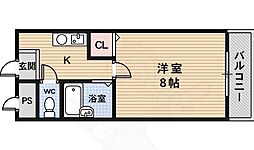 ジュネス丸池B棟 5階1Kの間取り