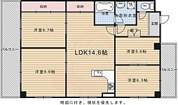 ルシェール西院 4階4LDKの間取り
