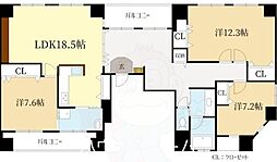 COCO五条大宮 7階3LDKの間取り