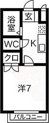 京都市営烏丸線 北山駅 徒歩30分の賃貸アパート 1階1Kの間取り